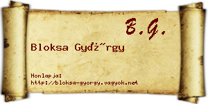 Bloksa György névjegykártya